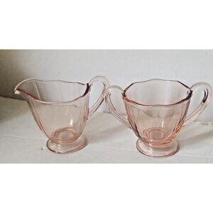 Fostoria Lafayette Pink Creamer & Open Sugar & Creamer set Pink Depression Glass